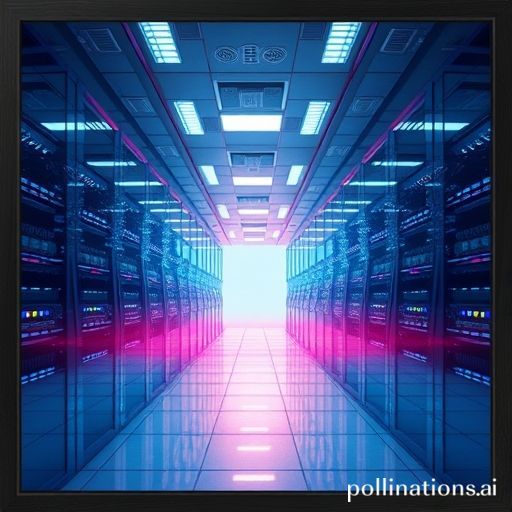 Uma ilustração digital vibrante mostrando a transição de um data center tradicional (com servidores físicos e cabos) para uma nuvem abstrata e fluida, com setas indicando o fluxo de dados e inovação. Cores azuis e roxas dominam, transmitindo modernidade e eficiência, com um toque de inteligência artificial.