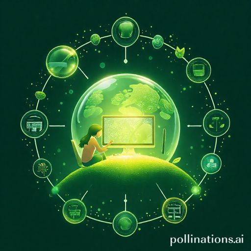 Uma ilustração vibrante e moderna mostrando um ecossistema de nuvem híbrida com setas conectando diferentes fases do ciclo de vida de aplicações (desenvolvimento, teste, implantação, monitoramento). As cores são azuis e verdes, transmitindo inovação e eficiência. Pessoas colaborando em diferentes telas de computador são visíveis em segundo plano, simbolizando a gestão de Alm.